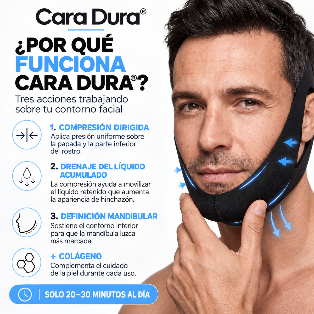 Cara Dura™ | Faja Facial Anti Papada con Colágeno