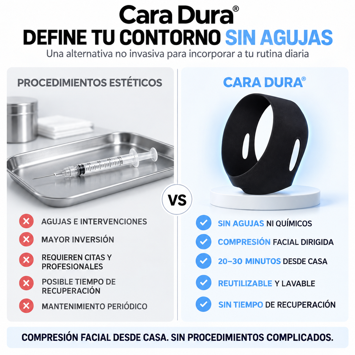 Cara Dura™ | Faja Facial Anti Papada con Colágeno